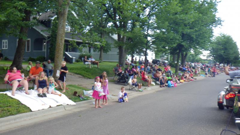 Parade route - many of us tossed candy to all those kids - fun!