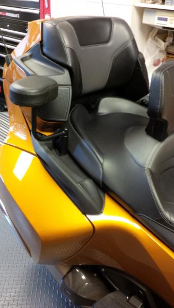 Passenger armrests from Cruiser Customizing. Com  Was purchased as chrome, had to powder coat it black