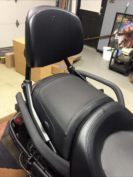 passenger backrest spring loaded easily removable