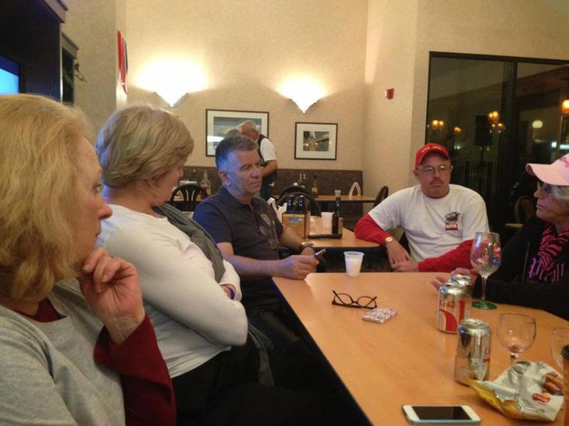 Paula, Ann, Doc, Bob, Charlyene chatting at the motel.