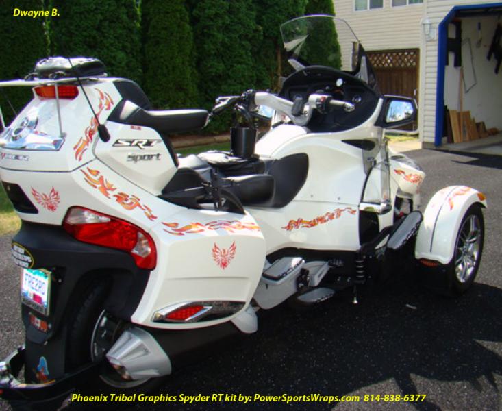 Phoenix tribal kit with extended saddle bag stripes. We offer a full line of custom Spyder graphics, decals and more.