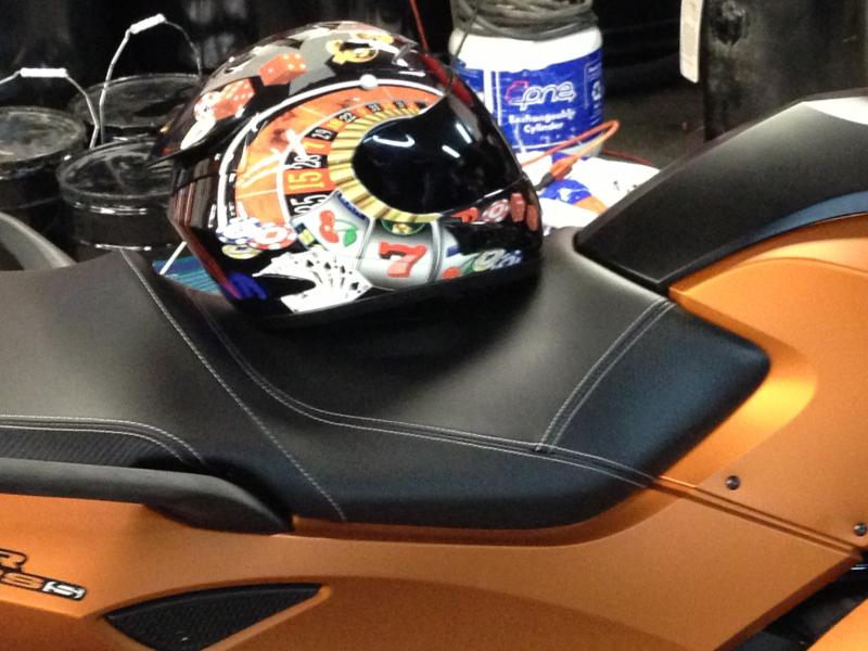 Picked up this matching helmet on helmetcountry.com with bluetooth... now can use phone or listen to music off my Iphone while riding