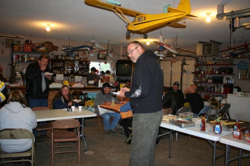 Pot-Luck supper in Les & Kaye's garage after the ride.