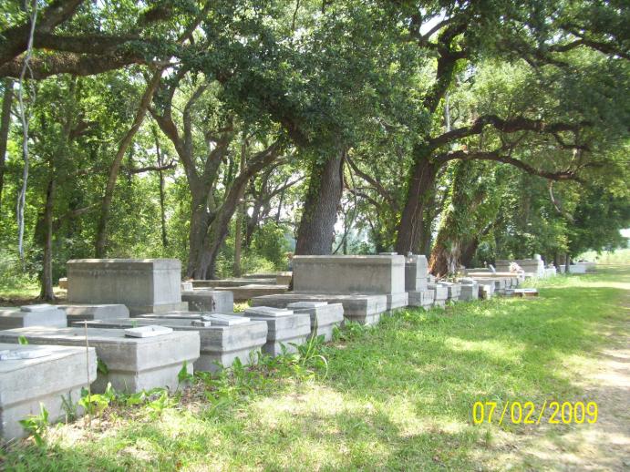 Private cemetery off a cane field, Franklin, LA area.