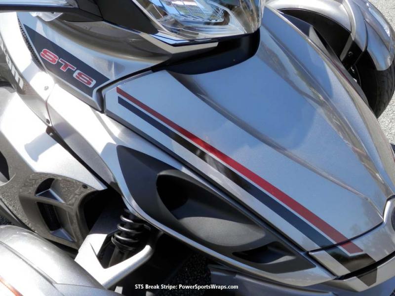 PSW break stripe- Notice the STS logo cut out of the solid area at the top. Classy OE look to the logo.  Email: pete@powersportswraps.com