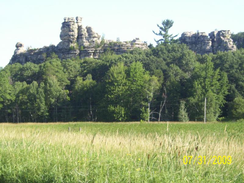 Random rock formation I-90 leaving the Wisconsin Dells area.