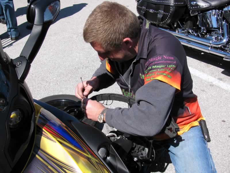 Readying the zip ties for the cable.