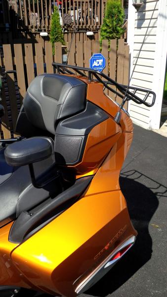 Rear luggage rack from Cruiser Customizing. Com  Was purchased as chrome, had to powder coat it black