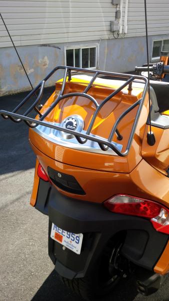 Rear luggage rack from Cruiser Customizing. Com  Was purchased as chrome, had to powder coat it black
