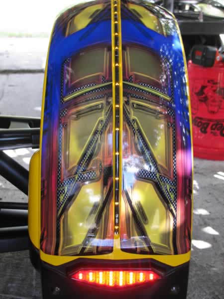 Rear view of fender