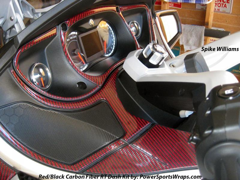Red-Black Carbon Fiber Dash kit. This is a great photo that give you a good idea of what the kit looks like installed.