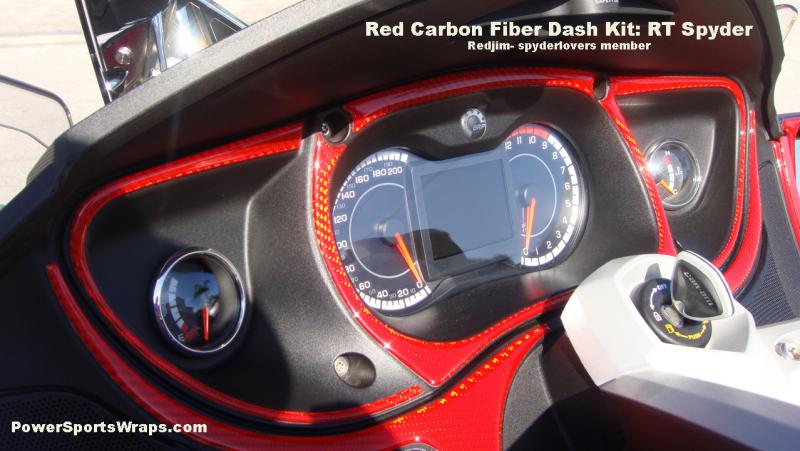 Red Carbon Fiber Dash kit   RT Spyder4
Our Spyder dash kits are easy to apply and have a huge impact in they way your bike will look.