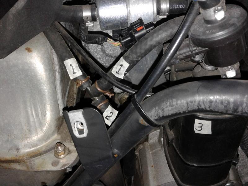 Resized 20180406 161103 7445
Hose #1 and #1 were cut to fit on the "T" in the manner shown....#2 is the NEW - Down tube if there is an overflow from t