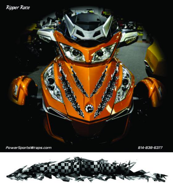 Ripper Race:  Everyone likes the rip-tear look of this 3D graphics kit.  Inside the tear is a subtle checker flag for that little bit of racy feel.  O