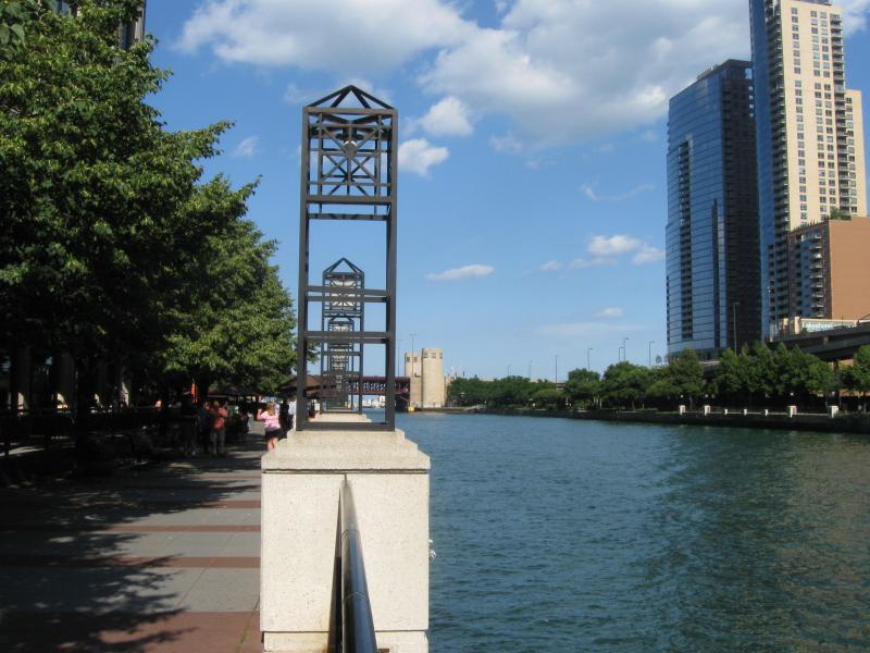 River walk view to Lake Michigan.