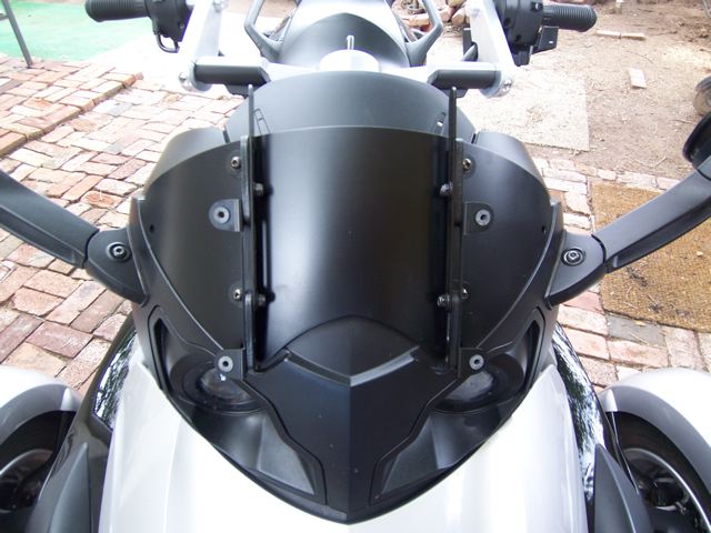 RoboBrackets attached to Spyder ( 4 bolts from old windshield )