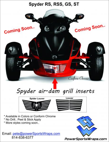 RS / RSS/ GS / ST Air Dam Grill. Coming soon Available in colors or Conform Chrome.  Email: pete@powersportswraps.com
