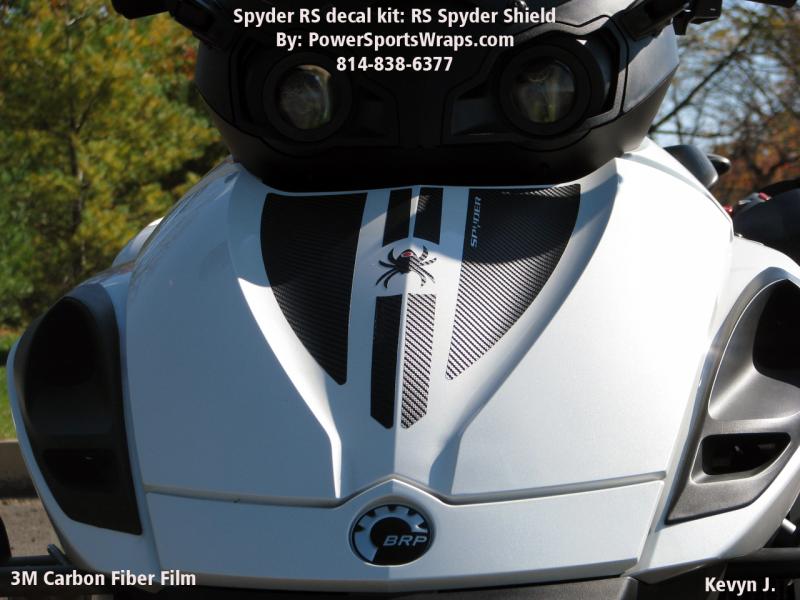 RS Spyder Shield 3M carbon fiber.  Add a custom look to your Spyder by adding one of our many trunk insert kits available.  Contact us for details 814