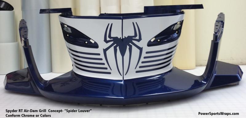 RT grill  "spider louver" White film available in colors or conform chrome. Email: pete@powersportswraps.com