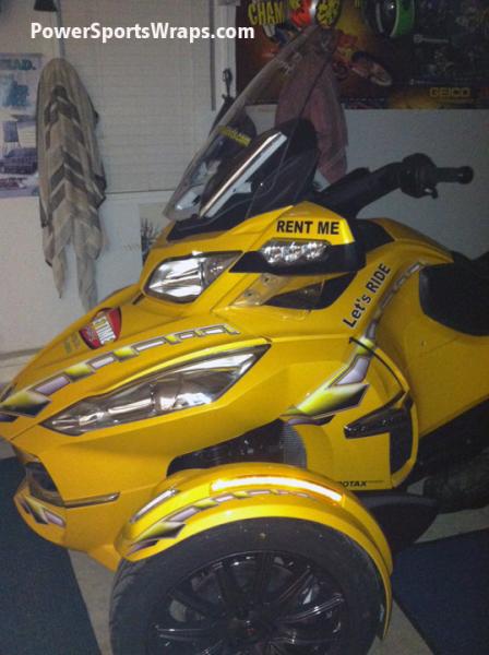 RT "Ralley Check"  Yellow - We can create the look you want for your Spyder. Email: Pete@powersportswraps.com