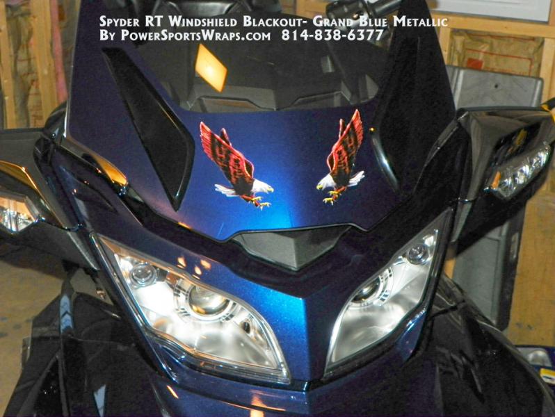 RT Windshield Blackout  Orbital Blue with our Screaming Eagle "small" decal set.