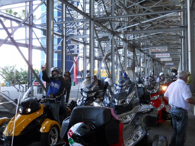 Ryders waiting to ride the speedway BW2011
