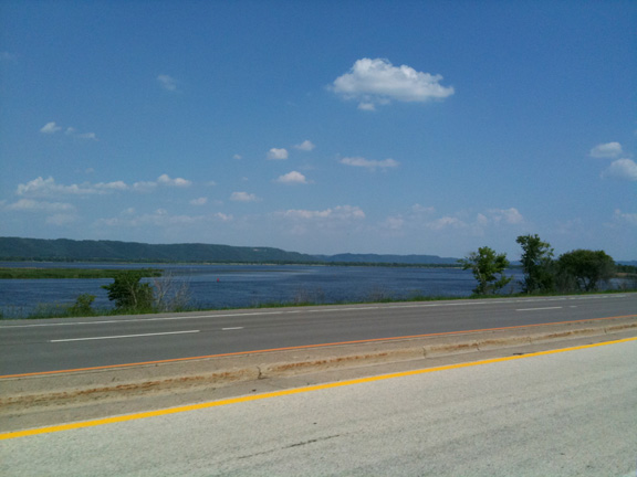Ryding along the Mississippi in Minnesota.