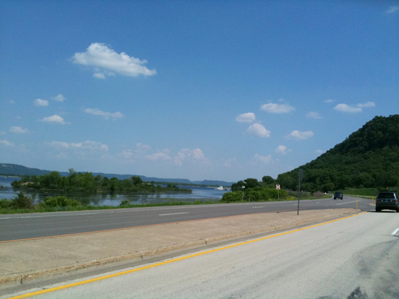 Ryding along the Mississippi in Minnesota.