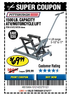 Sale Coupon for Motorcycle Lift