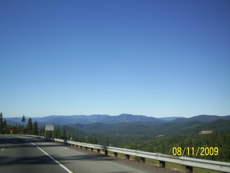 Scene of hills surrounding Shasta area.