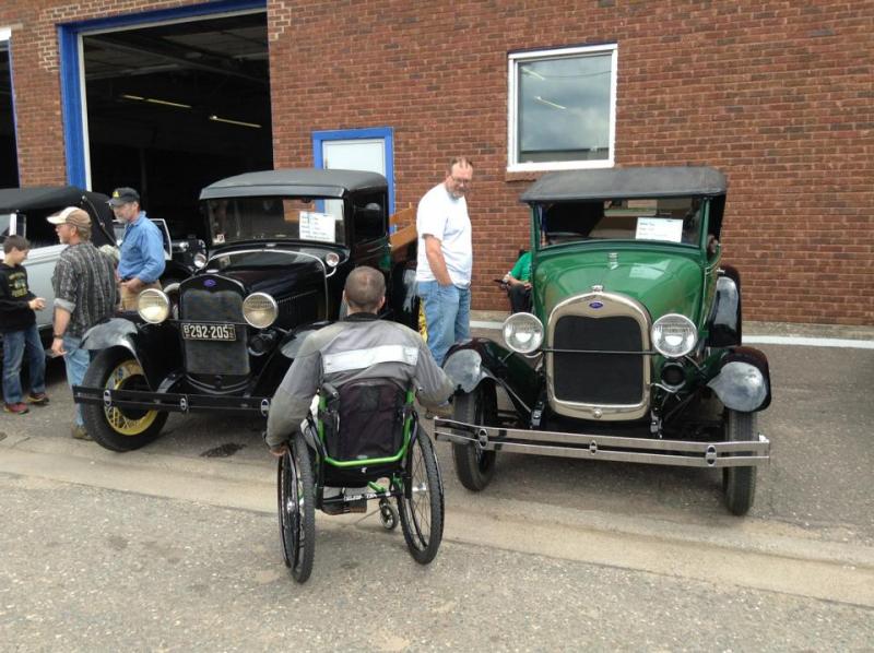 Seth & Butch looking over the Model A.