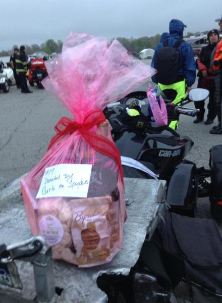 Seth's lovely gift basket that Doc set him up to win...from Girls on Spyders!
