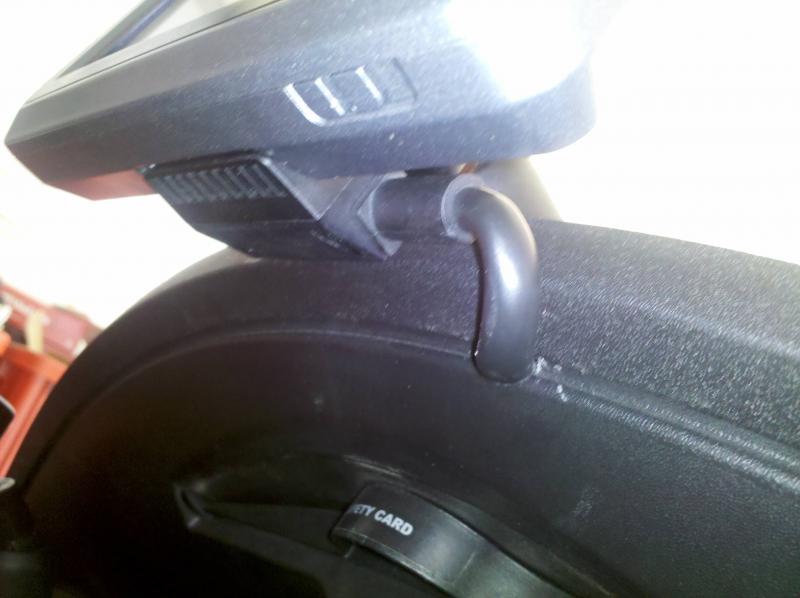 Showing where the wire comes thru the lip of the dash