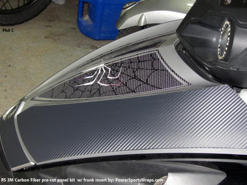 Side shot of the frunk of the RS with the outer panel in 3M carbon fiber & inner frunk insert kit we created to match