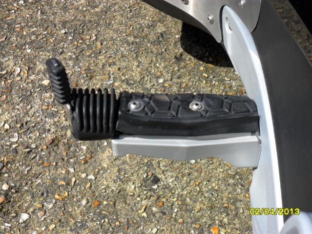 Side view of extension to OEM Footrest due to disability -
Pre Seal Floorboards