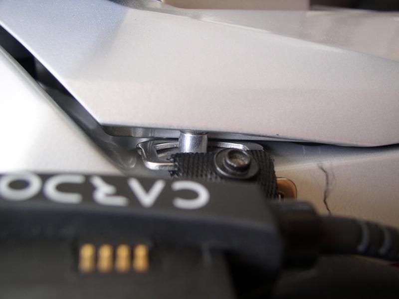 Side view of helmet locks with back rest locked down