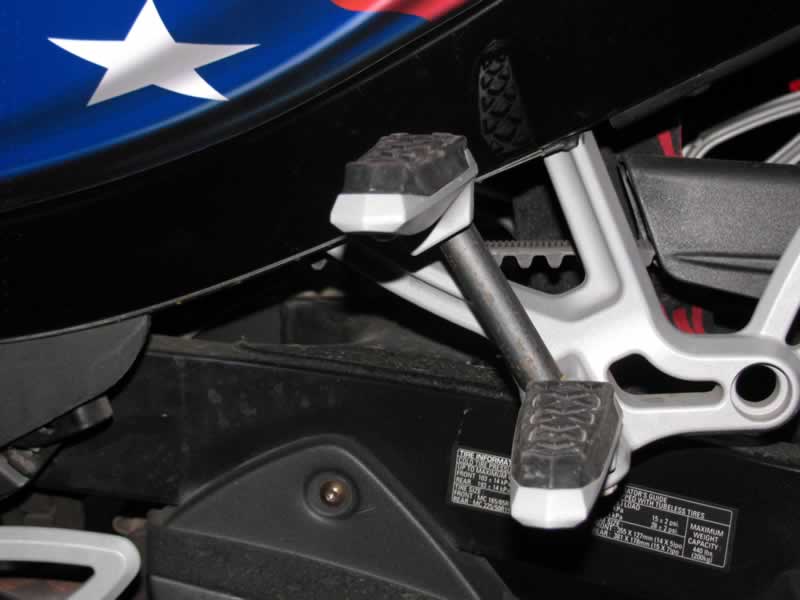 Side view of rear foot pegs