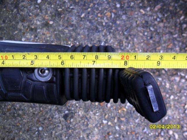 Side view showing measurements to OEM Footrests - Pre Seal Floorboards