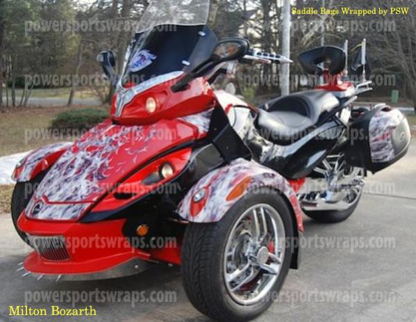 Silver-Rred spyder kit  by powersportswraps.com  this kit can be ordered on our website for RS, GS, RSS bikes.