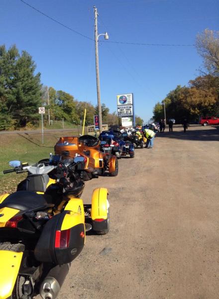 Special parking for Spyders at McBee's on Ann Lake in Mora,MN