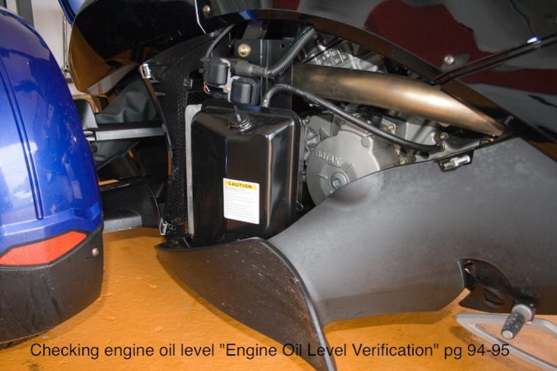 Spyder Dealertoomuchiol 1- After removing 12oz of oil (overfilled by factory or dealer) I am on the BRP recommended oil level mark, now
