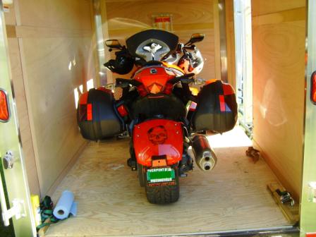 Spyder rear view in trailer