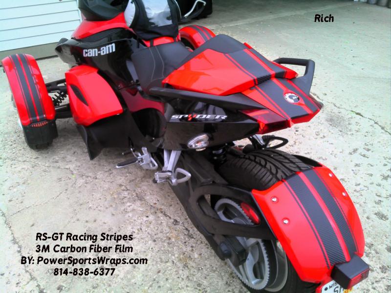 Spyder RS-GT Racing Stripes 3M Carbon Fiber with seat cowl extra piece.