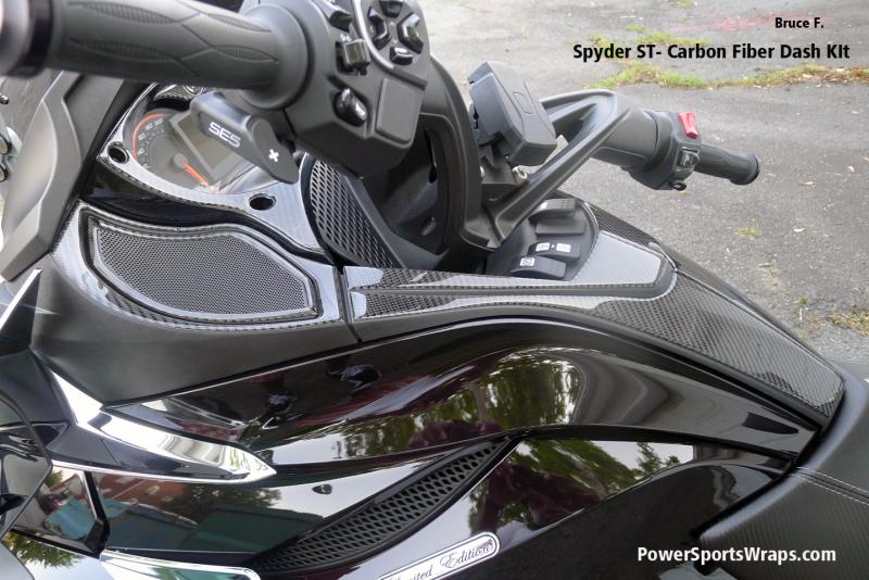 Spyder ST CF Dash kit 12 piece.  Available in many finishes and colors.  814-838-6377 or email: pete@powersportswraps.com