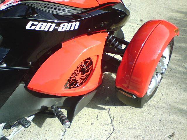 SpyderPanel,  Highway Pegs from KewlMetal.  Mudflap LED's from ESI,  GloRiders (with yellow LEDs).