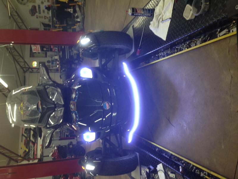 SpyderPops led bumpskid & Tric rings all lit with fender driving lights, good combination for me.