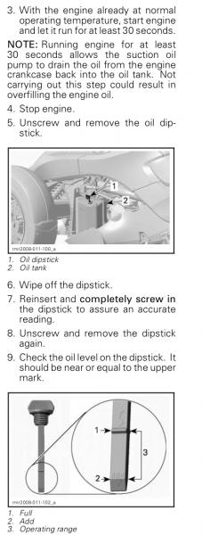 SpyderRS2010sm5 OILLEVEL2 - 2010 RS SM5 Owner's Manual - Engine Oil Level Verification