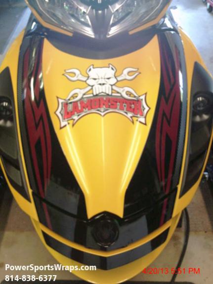 ST LE frunk- we produced the Lamonster logo for the frunk. The Black on the lower air dam is all vinyl not paint.