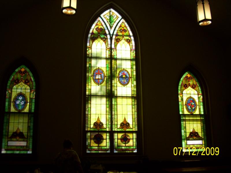 Stained glass windows.