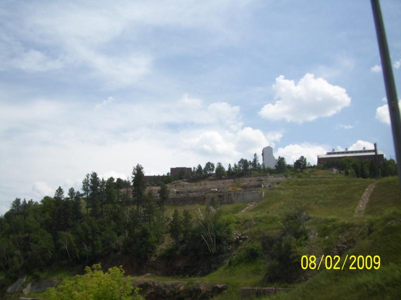 Stamp mill and mining stuff on the slope and hi